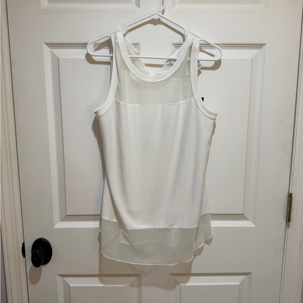 Joseph Ribkoff White Sheer Panel Tank Top